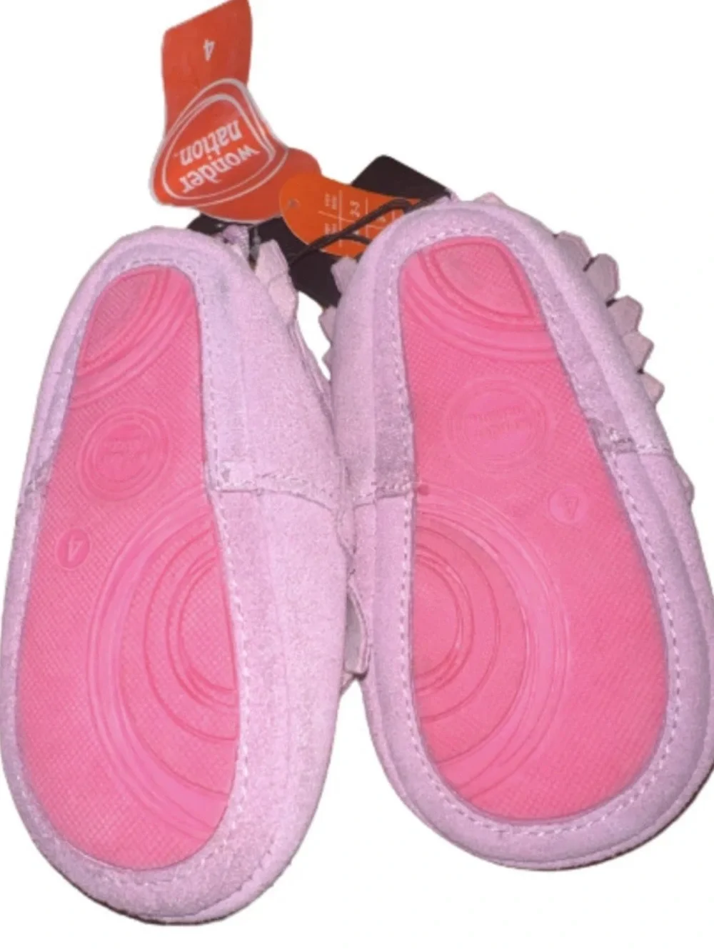 NWT Wonder Nation Baby Girls Pink Suede Fringe Moccasins Size 4